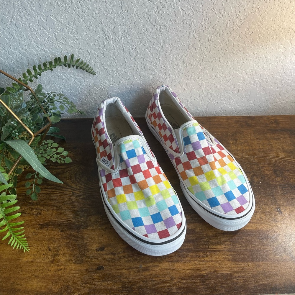 VANS- rainbow checker- size 7.5 womens